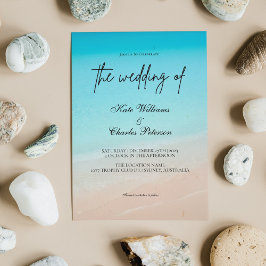 En la invitación a la boda de la playa