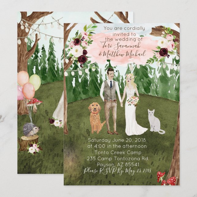 En la invitación a la boda forestal - Personalizad (Anverso / Reverso)