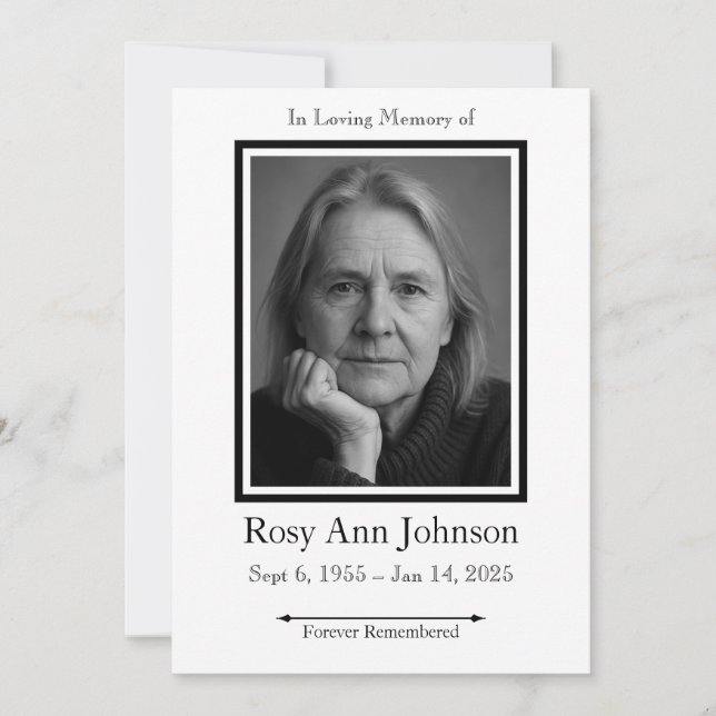 En la invitación funeraria de la foto de la memori (Anverso)