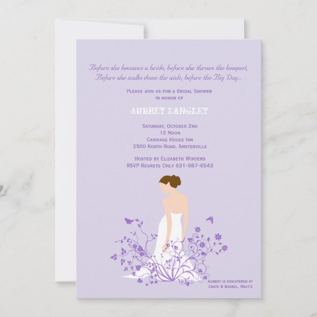 En la invitación nupcial de la ducha del jardín (Anverso)