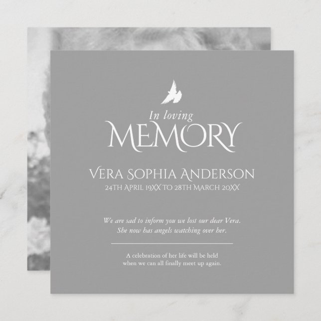En la memoria amorosa de la paloma foto invitación (Anverso / Reverso)