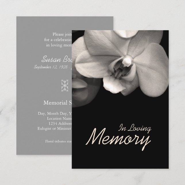 En la memoria amorosa Orquídea Invitación funerari (Anverso / Reverso)