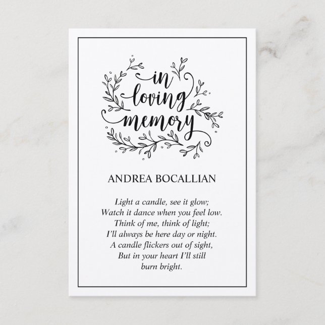 En la memoria amorosa, Rústica tarjeta de Kraft Br (Anverso)