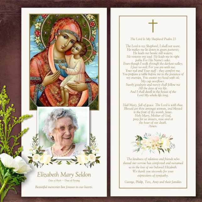 En la memoria amorosa Tarjeta de agradecimiento de (Catholic, Religious, Celebration of Life, In Loving Memory of, Forever in our hearts, funeral cards)