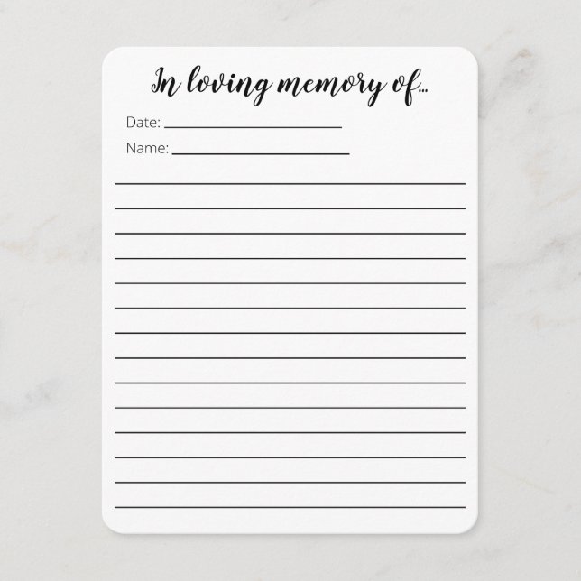 En la memoria amorosa... tarjetas (Anverso)