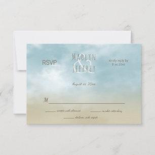 En la orilla de la playa de surf océano boda RSVP