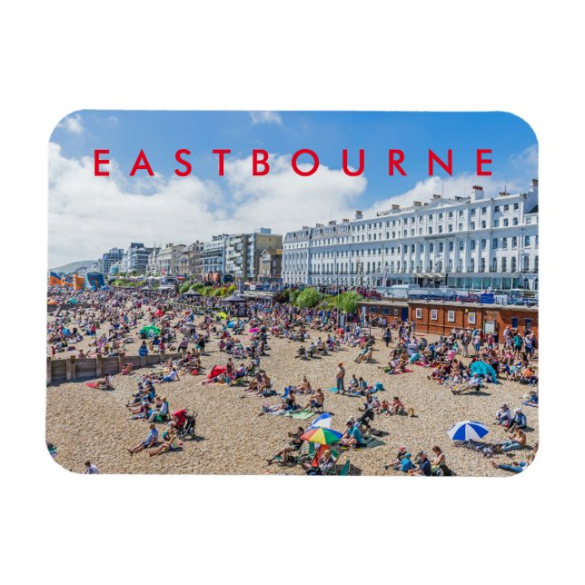 En la playa del imán de frigorífico Eastbourne (Horizontal)