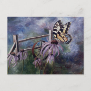 En la postal de la mariposa del jardín