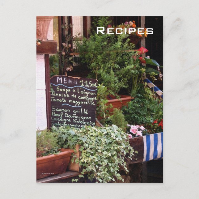 En la postal del menú (Anverso)