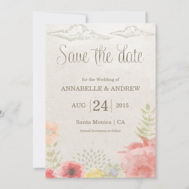 En la pradera Boda de verano Guardar la tarjeta de (Anverso)