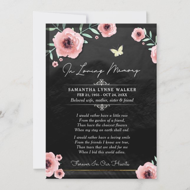 En la tarjeta de agradecimiento de la floral negra (Anverso)