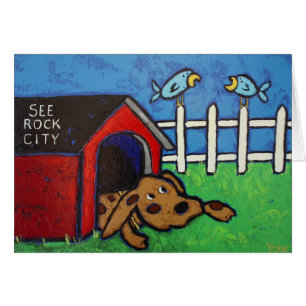 en la tarjeta de la caseta de perro