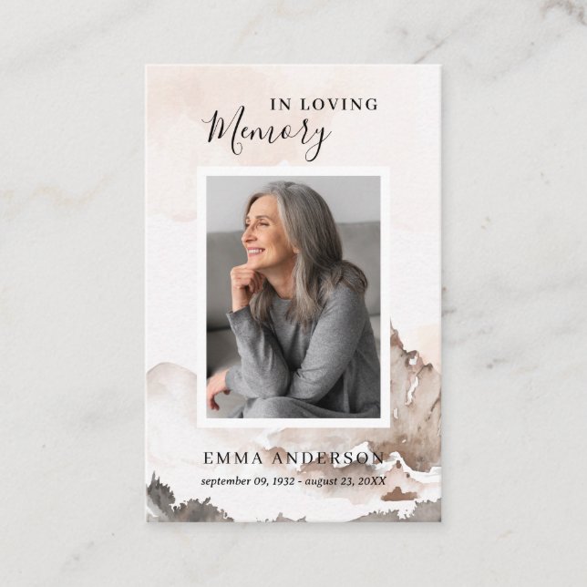 En la tarjeta de oración funeraria de la foto de l (Anverso)