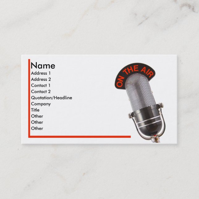 En la tarjeta de visita del aire (Anverso)