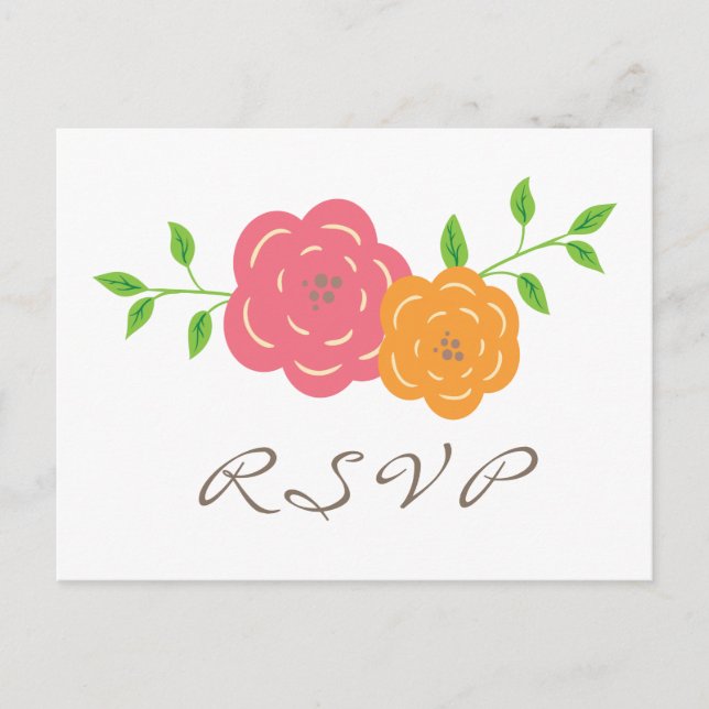 En la tarjeta postal RSVP de Bloom Red Naranja (Anverso)