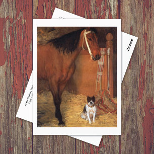En la tarjeta postal Stables Horse Dog Edgar Degas