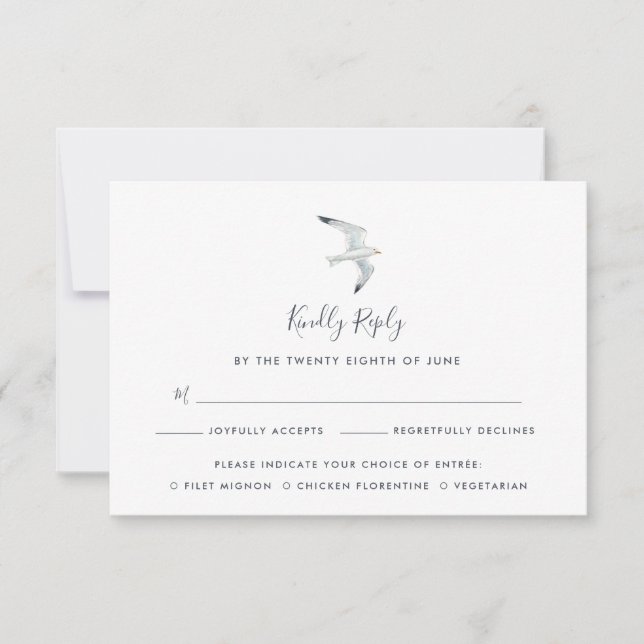 En la tarjeta Wing RSVP con selecciones Entree (Anverso)