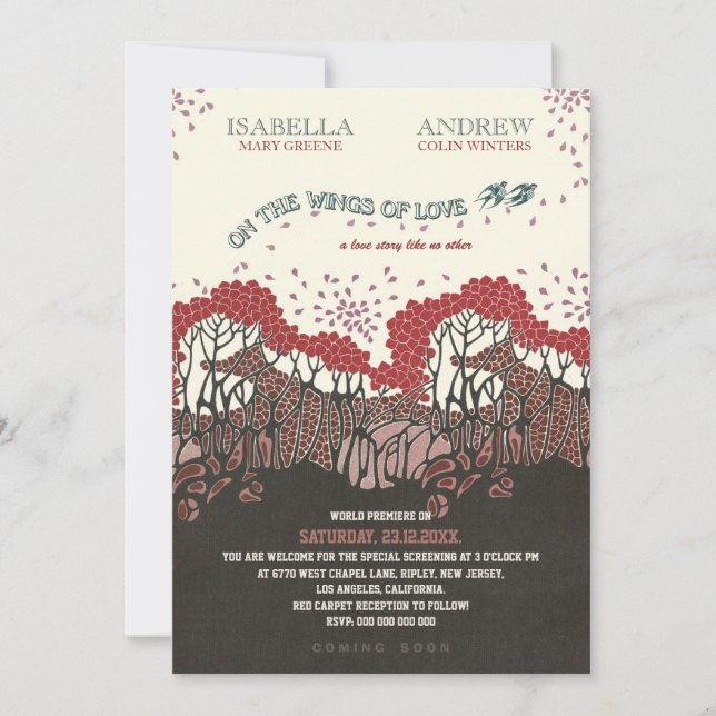 En las alas de la invitación de boda amorosa refwi (Anverso)