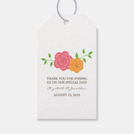 En las etiquetas de regalo floral del Naranja Rojo