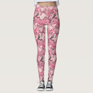 En las flores de cerezo leggings chinas rosadas