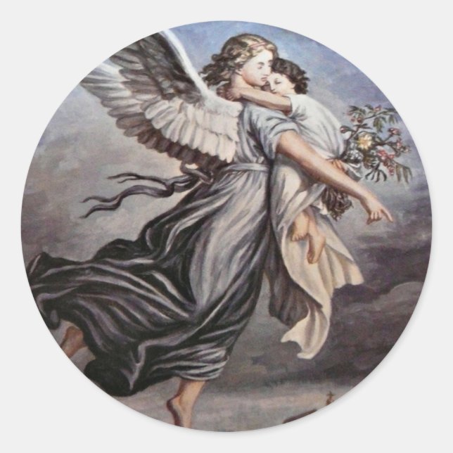 En los brazos de un pegatina ángel (Anverso)