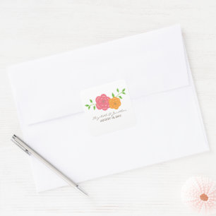 En los pegatinas de bodas florales de Naranja rojo