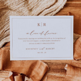 En lugar de la tarjeta de favores Nota de caridad