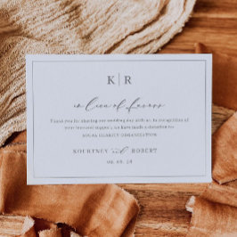 En lugar de la tarjeta de favores Nota de caridad