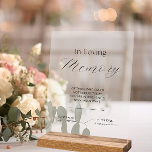 En Memoria Amorosa Señal Acrílica de Boda Elegante