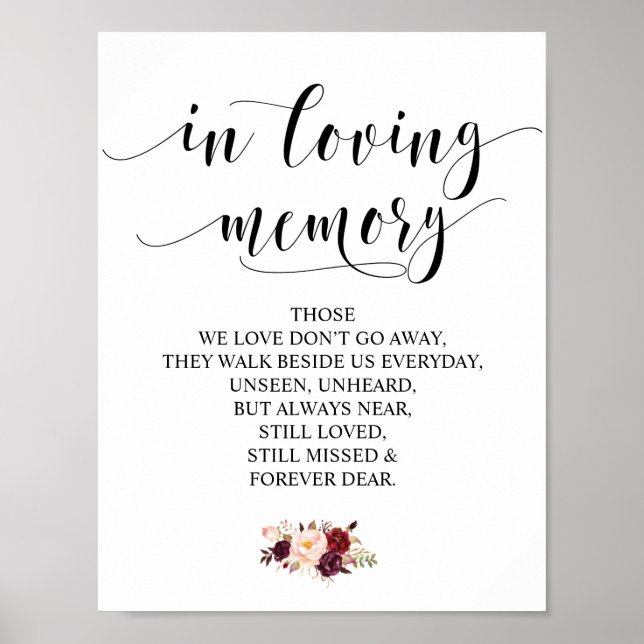 En memoria amorosa Señal de mesa conmemorativa de  (Frente)