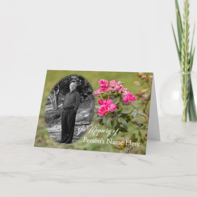 En memoria de la tarjeta con Rosas y foto (Anverso)