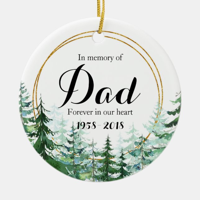 En memoria de papá, regalos de Navidades ornamento (Frente)
