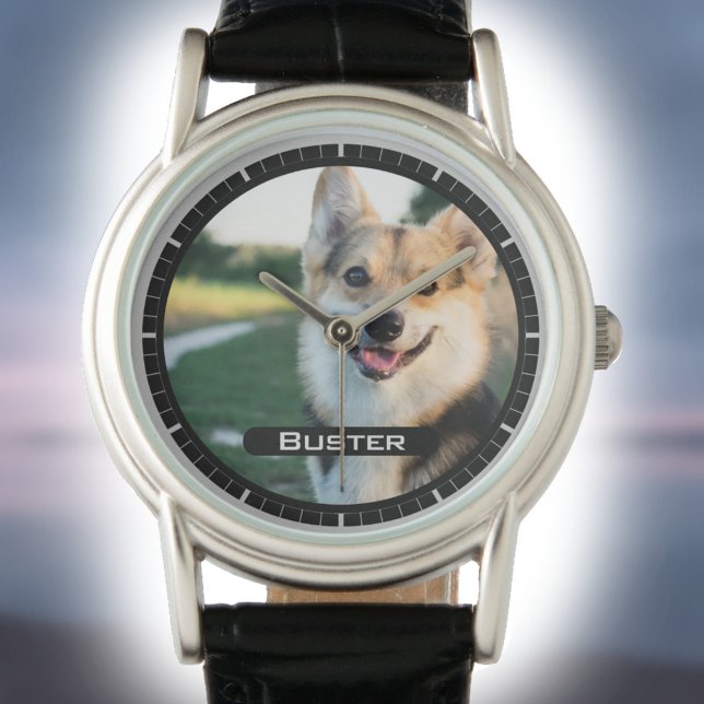 En memoria de su Mascota. Foto mascota en un reloj (Subido por el creador)