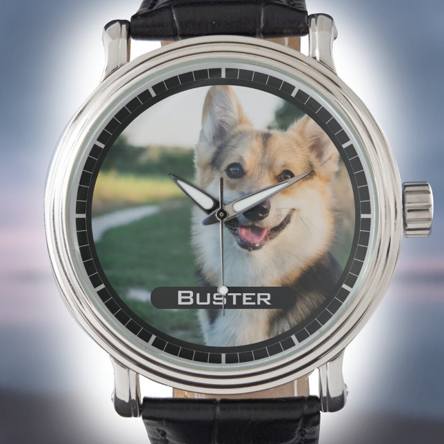 En memoria de su Mascota. Foto mascota en un reloj (Subido por el creador)