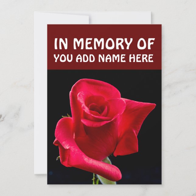EN MEMORIA DE TARJETAS FUNERALES, ROSA ROJA (Anverso)