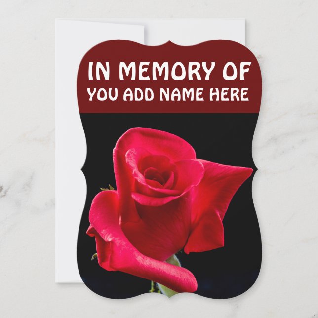 EN MEMORIA DE TARJETAS FUNERALES, ROSA ROJA (Anverso)
