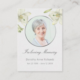 En memoria Lilies Memorial Funeral Tarjeta de Orac