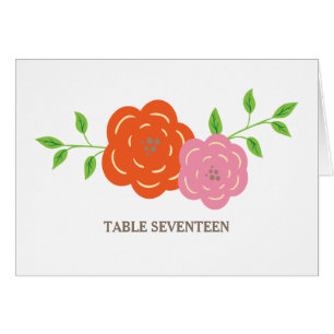 En Naranja de sangre Tarjeta numérica de mesa flor