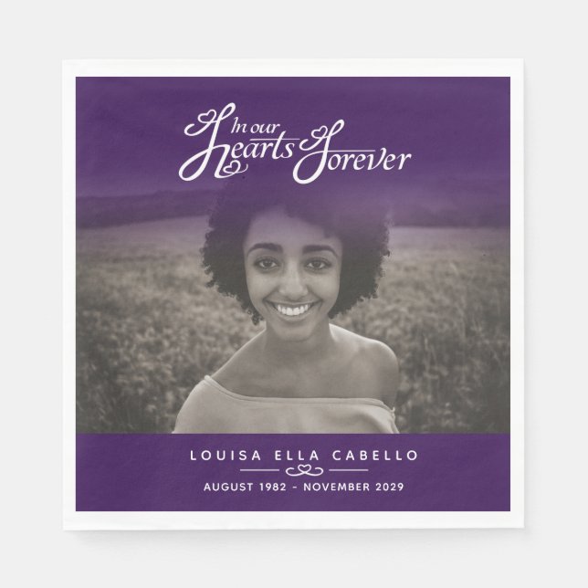 En nuestros corazones para siempre foto servilleta (Anverso)