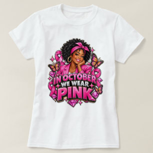 En Octubre Nosotros Usamos Rosa Camiseta Negra Muj