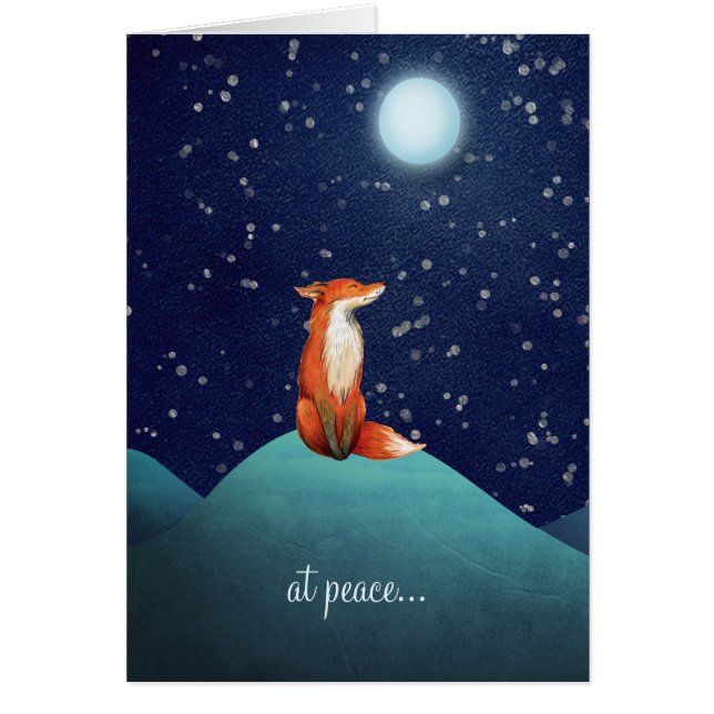 en paz ~ Fox encantadora con una tarjeta de luna l (Frente)
