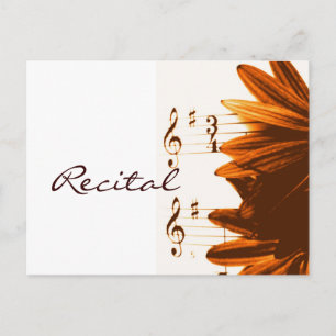 En postales de invitación recital de música a 3/4