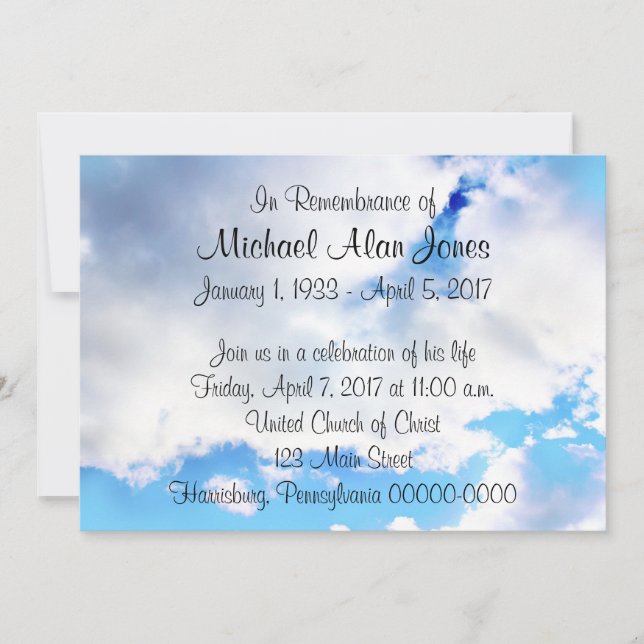 En recuerdo de la Invitación del servicio conmemor (Anverso)