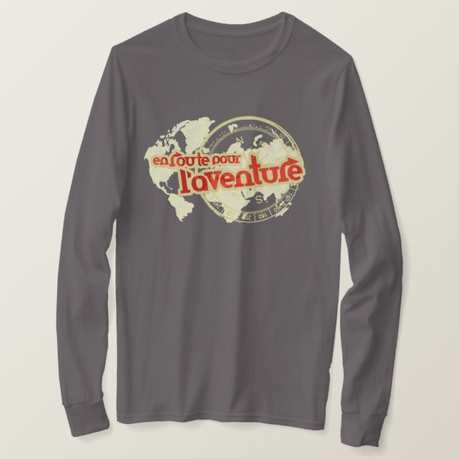 en route pour l'aventure grafica camiseta de viaje (Anverso del diseño)