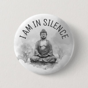 En silencio botón de meditación de Buda para retra