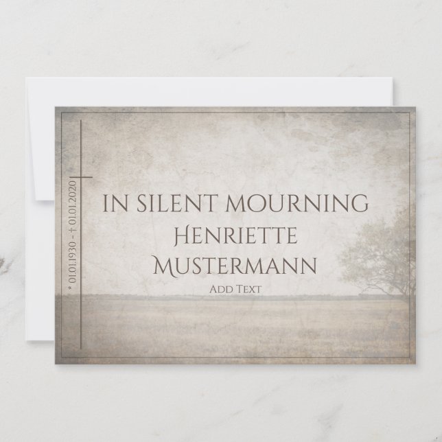 En silencio de duelo - árbol en la cosecha de prad (Anverso)