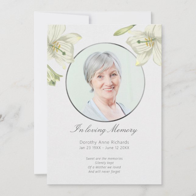 En tarjeta de condolencia cariñosa de los lirios (Anverso)