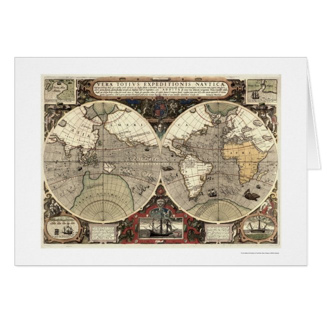 En todo el mundo mapa de Drake - 1595 (Anverso (Horizontal))