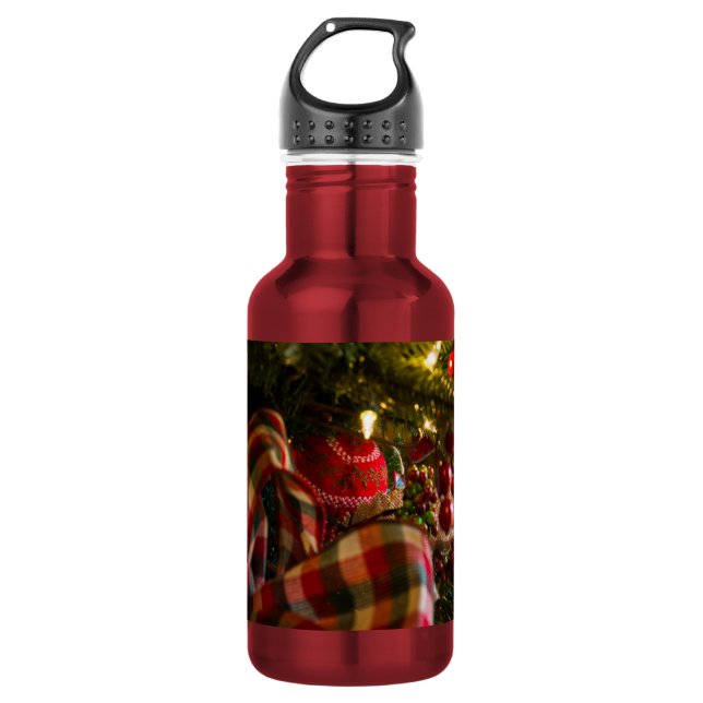 En una botella de agua de árbol de Navidad (Anverso)