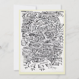 En una tarjeta plana de dibujo con tinta de punto 